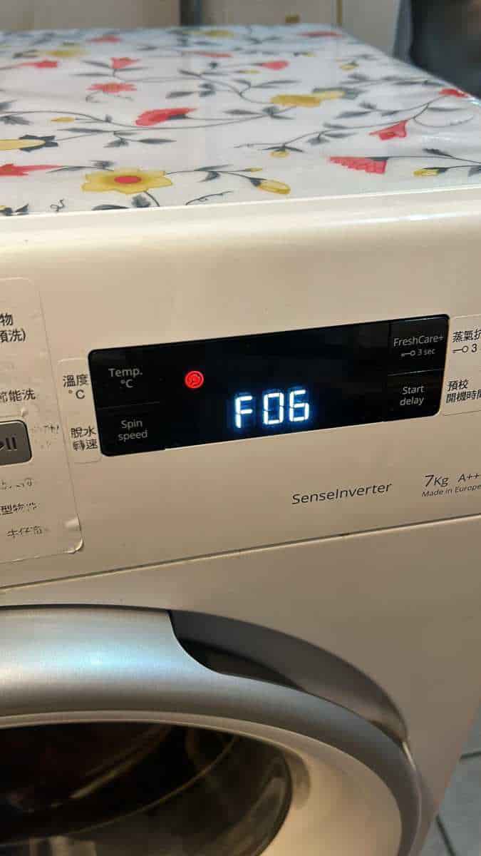出現故障碼F06🔑Whirlpool惠而浦前置式洗衣機 CFCR70111